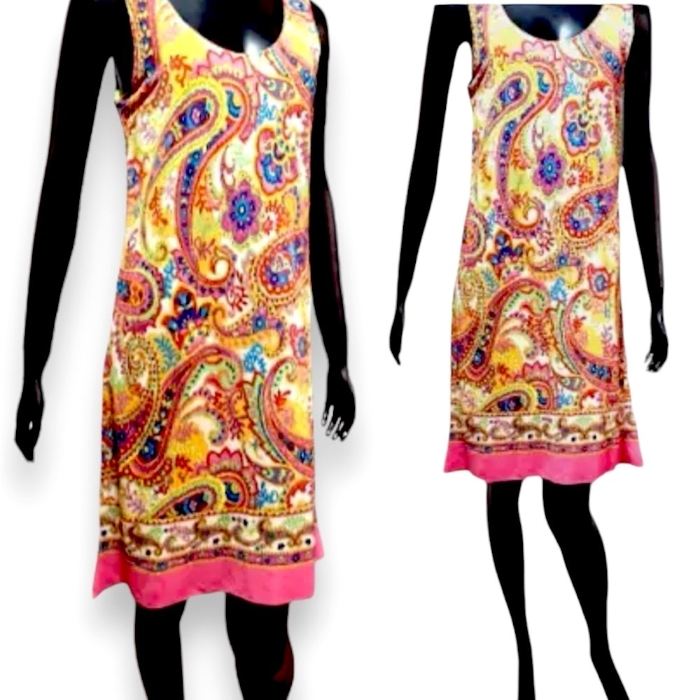 Dolce & Gabbana Paisley Colorful Sleeveless Summer Shift dress